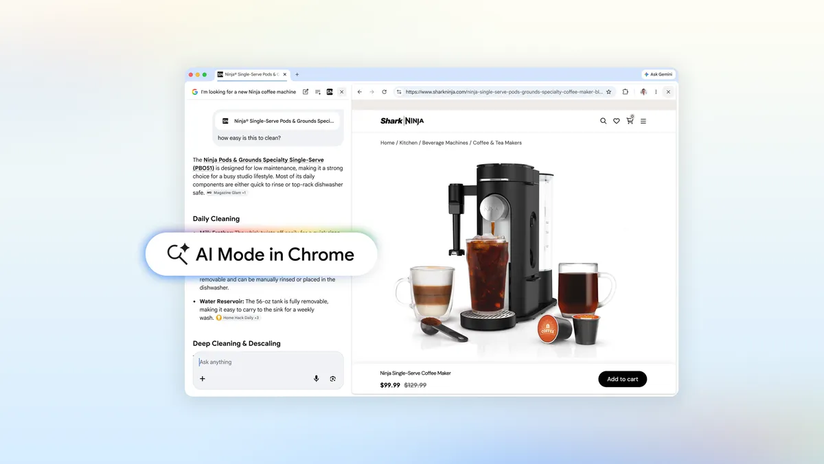 Chrome mete AI Mode al lado de la web para cortar el salto de pestañas