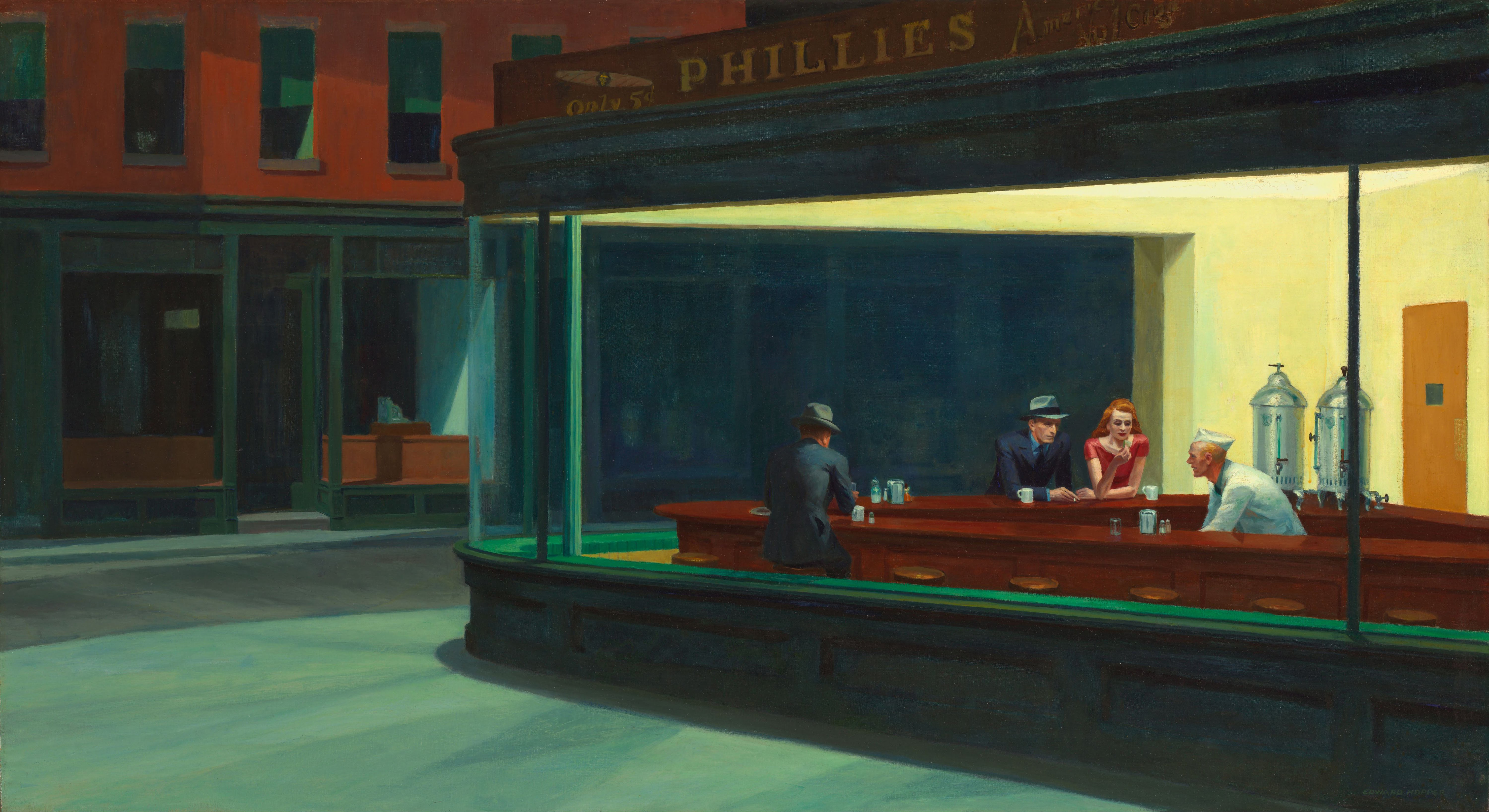 Nighthawks tiene cinco personas. Nadie sabe quiénes son ni por qué el diner no tiene salida