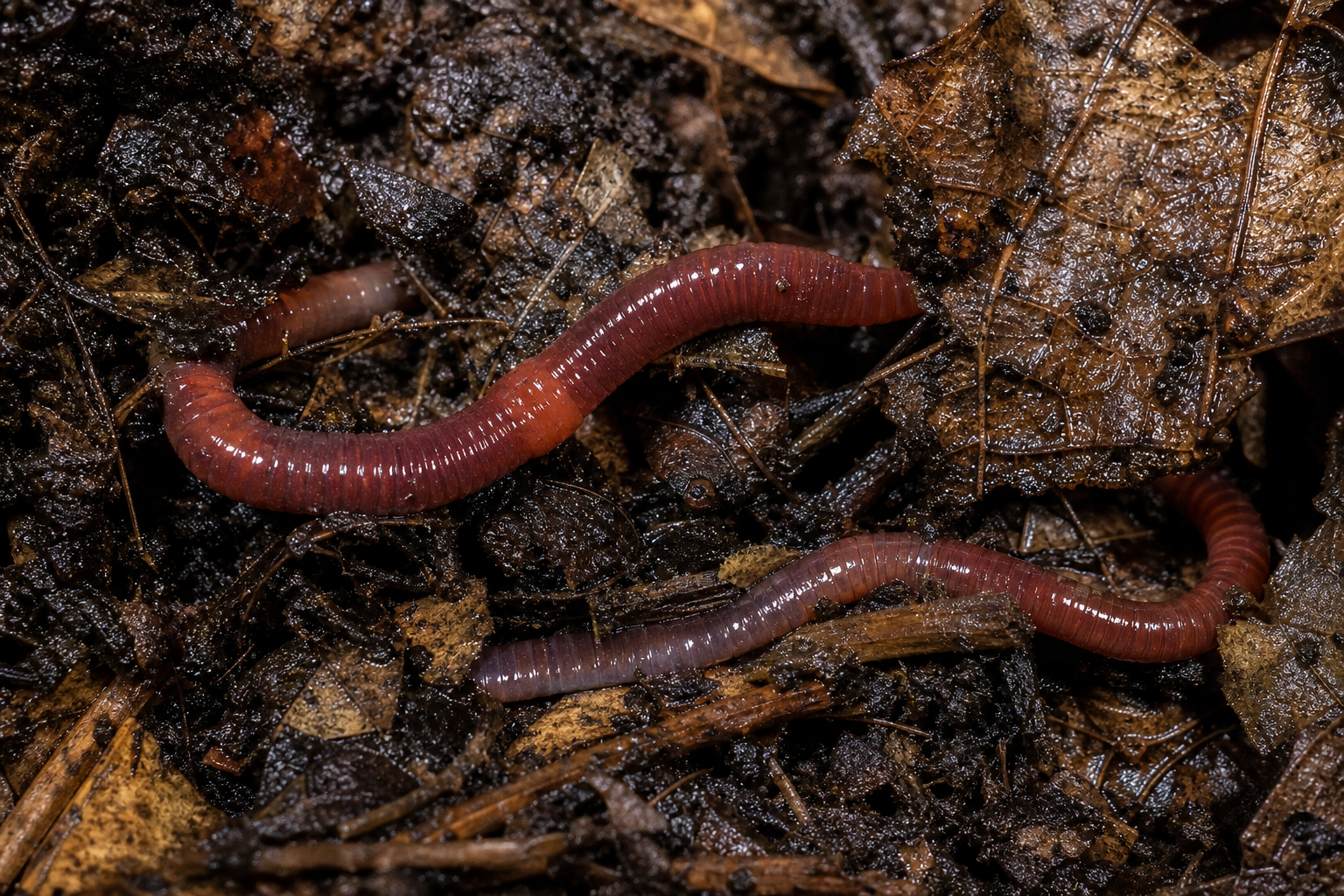 Eisenia andrei en compost y materia orgánica húmeda