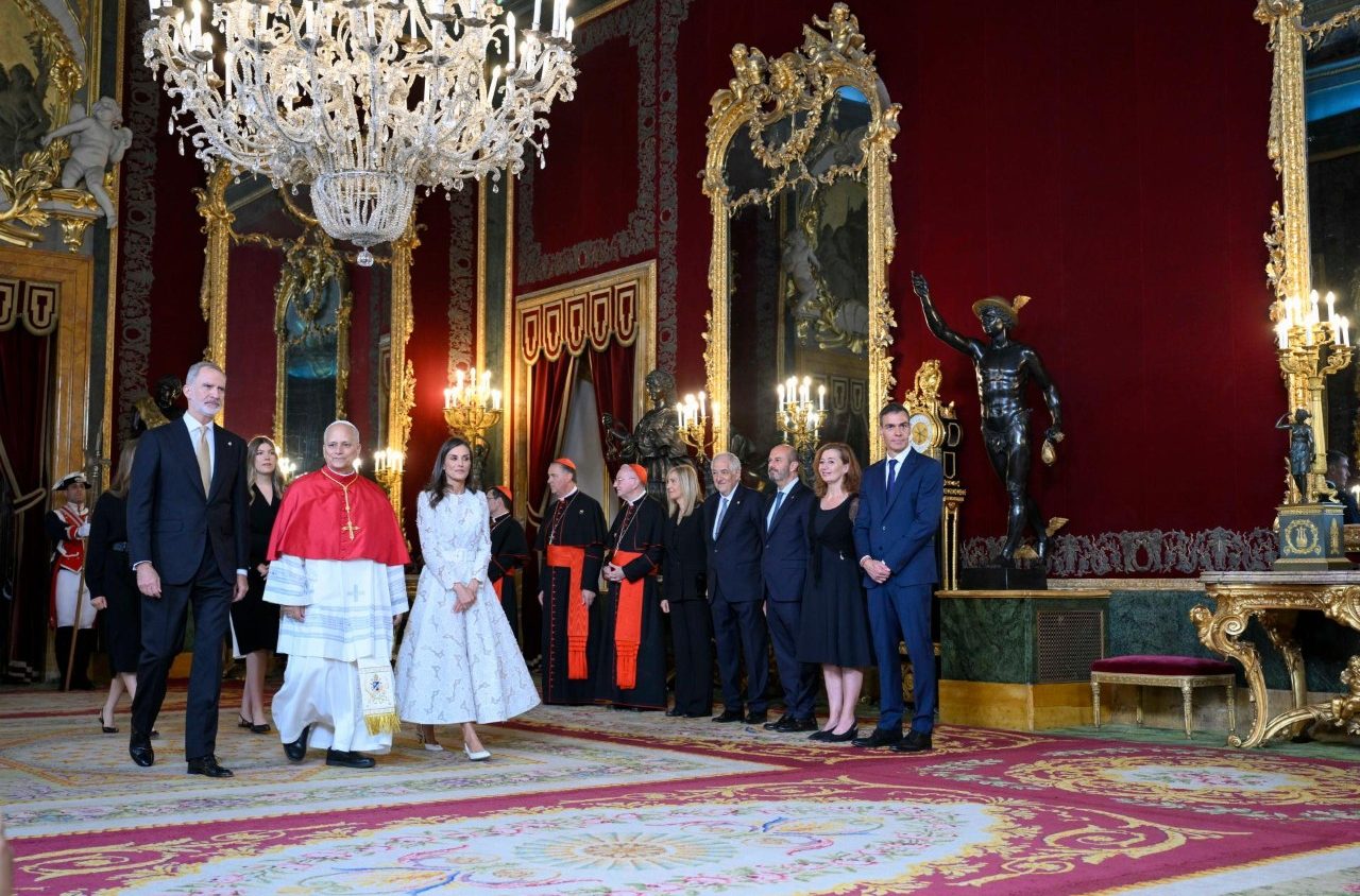 El papa León XIV en el Palacio Real de Madrid durante su visita a España