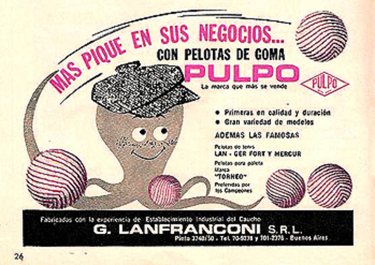 Publicidad de época de la pelota Pulpo