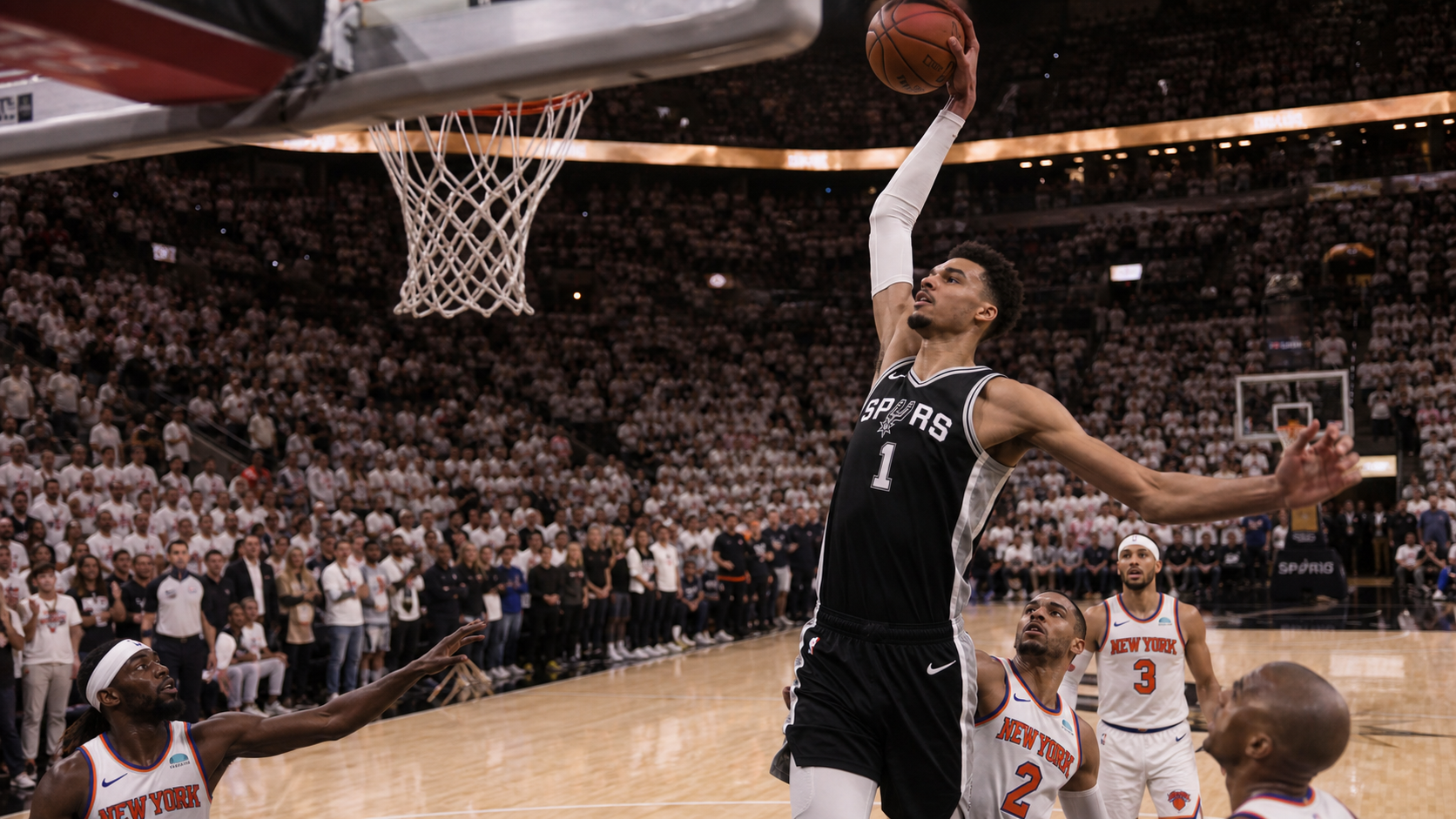 Victor Wembanyama en acción en las Finales de la NBA 2026 con los San Antonio Spurs